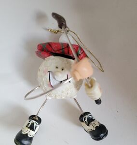 Golf Ball Golfer Christmas Tree Ornament Scottish Tartan Plaid hat cleats